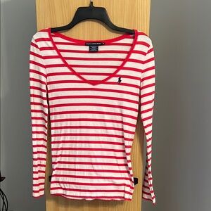 Red and white ralph Lauren sport shirt